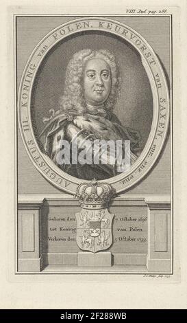 Porträt Frederik Augustis II., Herzog von Sachsen und König von Polen. Auf der Sockelblende befindet sich ein Wappen. Stockfoto