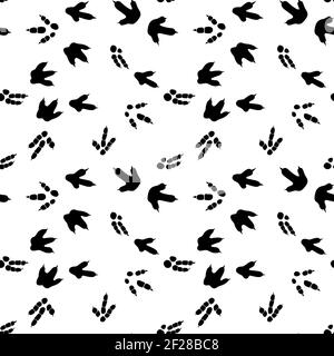 Dinosaurier Fußabdruck Spuren. Minimalistisches Nahtmuster. Hintergrund mit Pfote, Klaue Raubtier. Dinosaurier Fußabdruck Illustration perfekt für Textil, Wrap und Tapete und Design Stock Vektor