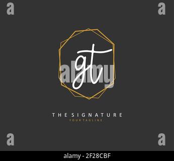 G T GT Initial Letter Handschrift und Signature Logo. Ein Konzept handschriftlich Initiallogo mit Template-Element. Stock Vektor