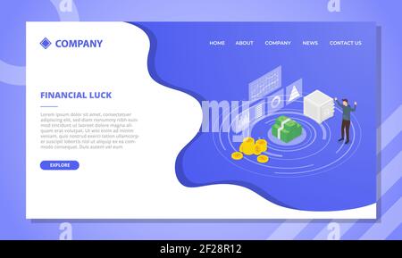 Financial Luck Konzept für Website-Vorlage oder Landung Homepage-Design Mit isometrischer Vektordarstellung Stockfoto