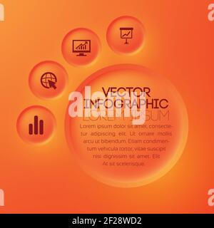 Business Web Infografiken mit Text roten Kreis Schaltflächen und Symbole Vektorgrafik auf hellem Hintergrund Stock Vektor