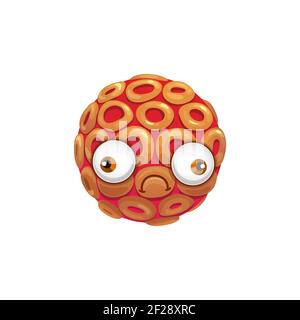 Cartoon-Virus-Zell-Vektor-Symbol, lustige Bakterien oder Keim-Charakter mit unglücklichen traurigen Gesicht. Erreger Mikrobe, Monster Ball Form mit großen Augen, iso Stock Vektor