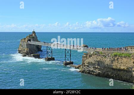 Virgin Rock (Rocher de la Verge), Biarritz (Miarritze), Pyrénées-Atlantiques, Nouvelle-Aquitaine, Frankreich Stockfoto