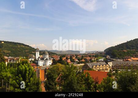 Blick über die malerische Stadt Sighisoara in Siebenbürgen, Rumänien Stockfoto