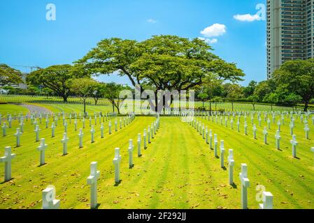 Landschaft des amerikanischen Friedhofs ein Denkmal in Manila, Philippinen Stockfoto