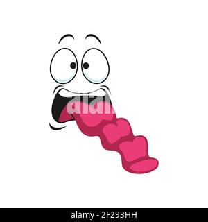 Burnout Emoticon isoliertes Symbol. Vektor indifferent unsicher emoji, Comic Smiley Kopf, depressive Emoticon. Erschöpfter Gesichtsausdruck, kein Energie-Avatar Stock Vektor