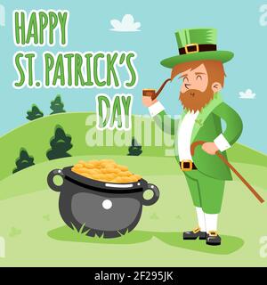 Farbige Cartoon glücklich st. patrick Tag Poster Grafik-Design. Stock Vektor