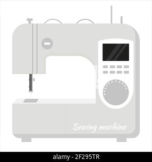 Nähmaschine, Vektor. Mechanismus, moderne Apparate zum Nähen und Reparieren von Kleidung, nähen. Stock Vektor