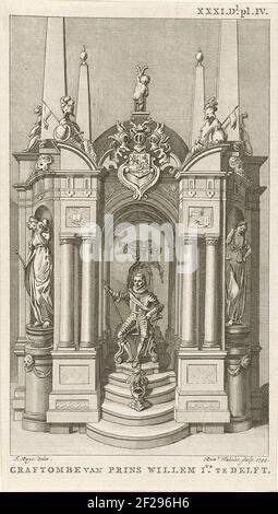 Das Graftombe von Willem van Oranje, 1623; Graftombe von Prinz Willem Iste. In Delft.das Grab oder Lobgrab oder willem van Orange in der neuen Kirche in Delft, vollendet 1623. Stockfoto