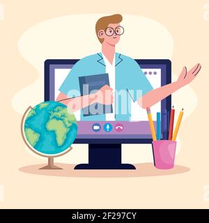 Man Teaching Desktop Stock Vektor