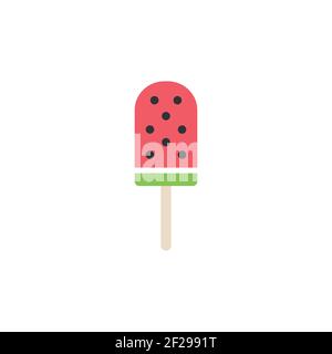 Eis Lolly auf weißem Hintergrund. Eis mit Eiscreme auf einem Stock. Sommer süße Ikone. Vektorgrafik flach. Stock Vektor