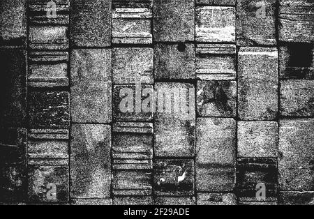 Verzweifelte Overlay-Textur von Bodenfliesen. Grunge Hintergrund. Abstrakte Halbton-Vektor-Illustration. Stock Vektor