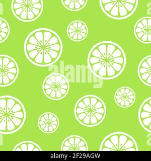 Nahtloses Zitrusmuster mit Kiwi-Scheiben auf grünem Hintergrund. Vektorgrafik. Sommer helle Vektor-Illustration gut für den Druck. Lebensmittelschmuck Stock Vektor