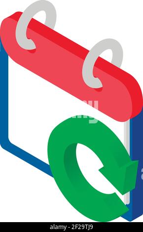 Kalendersymbol aktualisieren. Isometrische Darstellung des Aktualisierungssymbols für den Kalender für das Web Stock Vektor