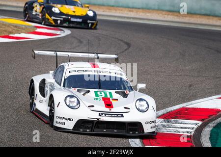 91 BRUNI Gianmaria (ita), LIETZ Richard (aut), Porsche GT Team, Porsche 911 RSR - 19, Aktion während der FIA WEC Langstrecken-Weltmeisterschaft 2019, 4 Stunden von Shanghai vom 8. Bis 10. november, in Shanghai, China - Foto Clement Marin / DPPI Stockfoto