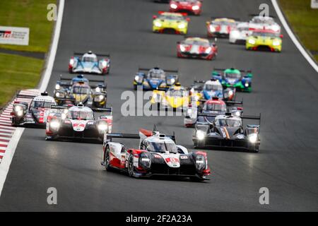 START DES RENNENS: 08 SEBASTIEN BUEMI (CHE), KAZUKI NAKAJIMA (JPN), BRENDON HARTLEY (NZL), TOYOTA TS050 - HYBRID TOYOTA GAZOO RACING, 07 MIKE CONWAY (GBR), KAMUI KOBAYASHI (JPN), JOSE MARIA LOPEZ (ARG), TOYOTA TS050 - HYBRID TOYOTA GAZOO RACING, 01 SENNA BRUNO(BRA), MENEZES NORMAN (USA), NATO (FRA) REBELLION R13 - GIBSON REBELLION RACING AKTION während der 2019 FIA WEC World Endurance Championship, 6 Stunden Fuji vom 4. Bis 6. Oktober in Oyama, Japan - Foto Florent Gooden / DPPI Stockfoto