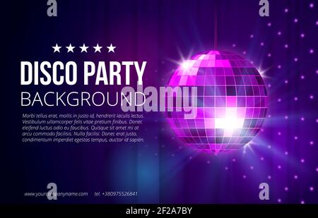 Disco Party Hintergrund. Ball, Nachtclub und Nachtleben, hell und Glanz Kugel, Vektor-Illustration Stock Vektor