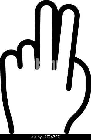 Handbewegung Symbol für zwei Finger. Umriss Hand Geste zwei Finger Vektor-Symbol für Web-Design isoliert auf weißem Hintergrund Stock Vektor