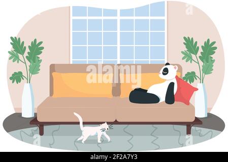 Lounge Room 2D Vektor-Webbanner, Poster Stock Vektor