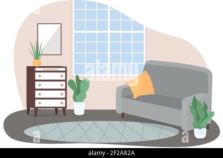 Modernes Heim Lounge Bereich 2D Vektor Web-Banner, Poster Stock Vektor