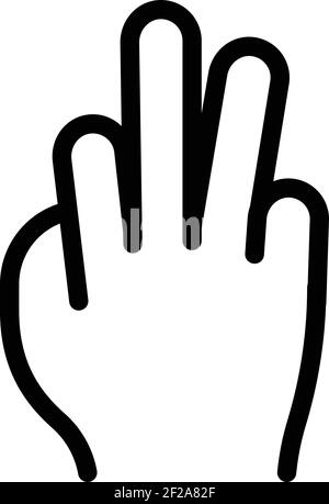 Handbewegung Symbol für drei Finger. Umriss Hand Geste drei Finger Vektor-Symbol für Web-Design isoliert auf weißem Hintergrund Stock Vektor