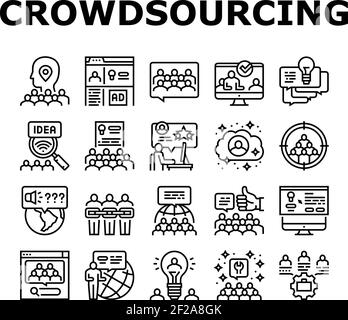 Crowdsourcing Business Collection Icons Set Vektor Illustration Stock Vektor