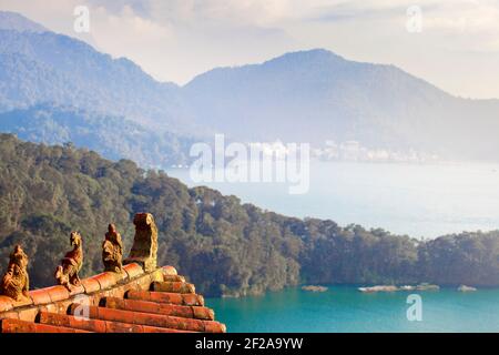 Taiwan, Nantou, Sun Moon Lake, Dach des Wenwu-Tempels Stockfoto