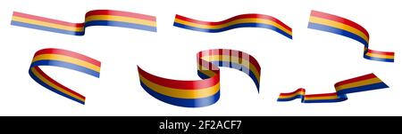 Set von Urlaubsbändern. Flagge Armeniens winkt im Wind. Trennung in untere und obere Schichten. Designelement. Vektor auf weißem Hintergrund Stock Vektor