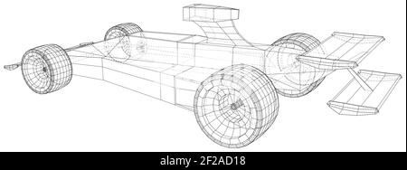 Rennwagen. Wire-Frame. EPS 10-Format. Vektor erstellt von 3d. Stock Vektor