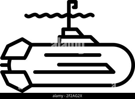 Symbol für U-Boot-Schiff. Umriss U-Boot-Schiff Vektor-Symbol für Web-Design isoliert auf weißem Hintergrund Stock Vektor