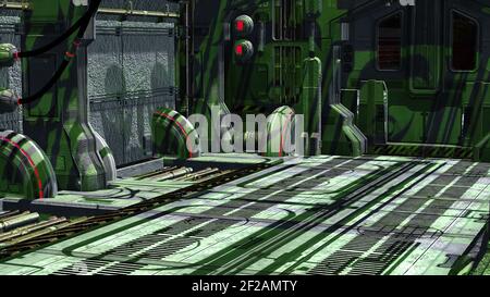 3D Abbildung - Schatten, die sich über eine Wand im Raum bewegen Versand Stockfoto