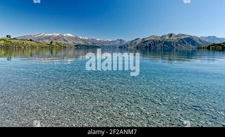 Blick über den Lake Wanaka auf Südinsel Neuseeland Stockfoto