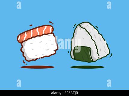 Ein paar japanische Küche Sushi und onigiri Design Stock Vektor