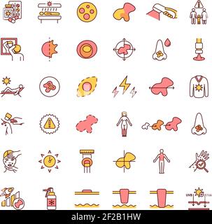 RGB-Farbsymbole für Hautkrebs eingestellt Stock Vektor