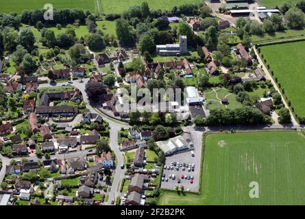 Luftaufnahme des Dorfes East Hagbourne in der Nähe von Didcot, Oxfordshire Stockfoto