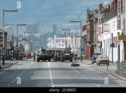 Belfast, 1980, Bombenentsorgungskommando der britischen Armee während der Unruhen, Nordirland-Konflikt, 1980er Jahre Stockfoto