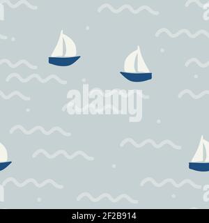 Yacht und Meereswellen - Vektor Hintergrund Stock Vektor