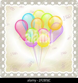 Vektor mehrfarbige Ballons in alten Vintage-Rahmen Stock Vektor
