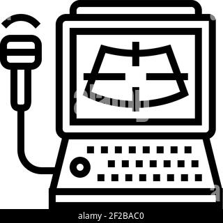 Abbildung des Symbols für die Computerlinie für die Ultraschallradiologie Stock Vektor