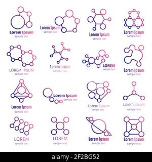Logo wissenschaftliche Forschung, Wissenschaft Logo Icon-Set. Logo für Wissenschaft und Forschung, Logo für Chemie, Biologie und Chemie. Vektorgrafik Stock Vektor