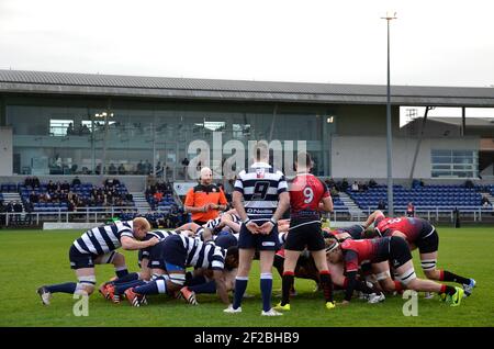 Glasgow, Schottland, Großbritannien. 1st. November 2014: Ein Rugby-Spiel gegen Glasgow Hawks und Herriot. Stockfoto