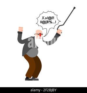 Zorniger Großvater murrt. Mürrischer Großvater. vektor-Illustration Stock Vektor