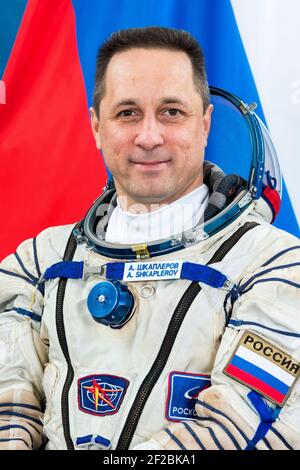 International Space Station Expedition 65 Backup-Crew-Mitglied Anton Shkaplerov von Roskosmos posiert für ein Porträt im Gagarin Kosmonauten-Trainingszentrum 2. März 2021 in Star City, Russland. Stockfoto