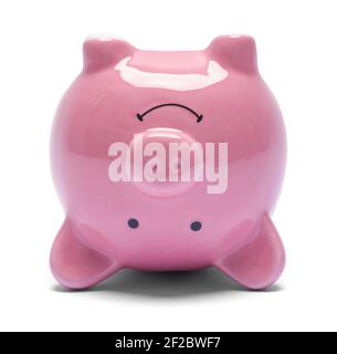 Upside Down Pink Ceramic Piggy Bank mit Smile Cut Out. Stockfoto