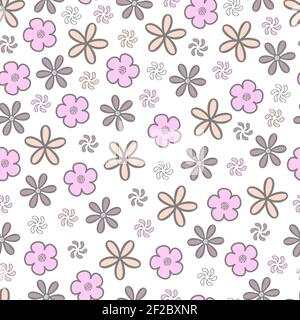 Trendige dekorative abstrakte doddle floral Vektor nahtlose Muster-Design für Textil und Druck. Moderne ditsy Blumen wiederholen Textur Hintergrund Stock Vektor