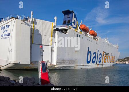 Baja Star La Paz von Baja Ferries, Fährverbindung zwischen Mazatlán auf dem mexikanischen Festland und La Paz auf der Halbinsel Baja California Sur, Mexiko Stockfoto