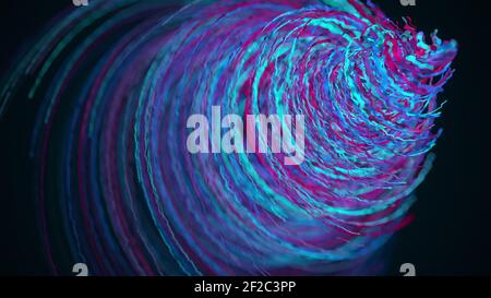 Heller Trichter von zufälligen Linien, Computer generiert. 3D Darstellung eines abstrakten Spiralhintergrunds. Stockfoto