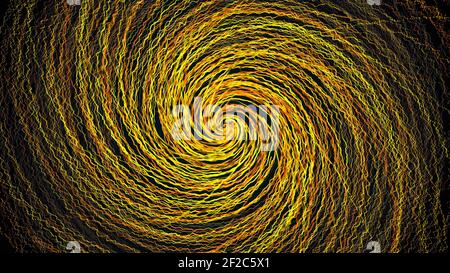 Verdrehung von Wellpappenlinien, computergeneriert. 3D Darstellung einer abstrakten Spiralkulisse. Stockfoto
