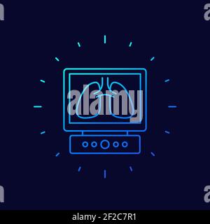 Lunge auf dem Bildschirm, Symbol für künstliche Beatmung der Lunge Stock Vektor