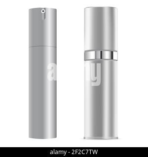 Flasche mit Beauty-Serum. Kosmetisches Produkt Spray, 3D Vektor-Design. Behälter für Gesichtsbehandlung. Kollagen Spray Feuchtigkeit Verpackung. Luxus Marke Pumpe Flasche, Stock Vektor